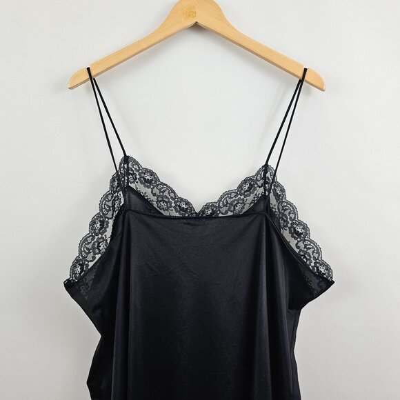 Vintage Perfectform Black Slip Dress Lace Trim Size 3X Fairygrunge Whimsigoth - Picture 7 of 12